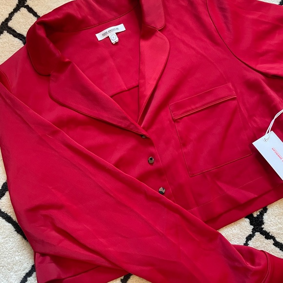 NWT Good American Red Cheetah Satin Pajama Set Crop Shirt Size 3 - Picture 13 of 13